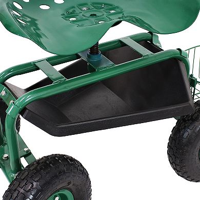 Sunnydaze Steel Rolling Garden Cart with Swivel Steering/Planter