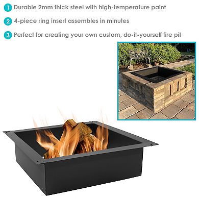Sunnydaze 36 in Heavy-Duty Steel Above/In-Ground Square Fire Pit Rim Liner