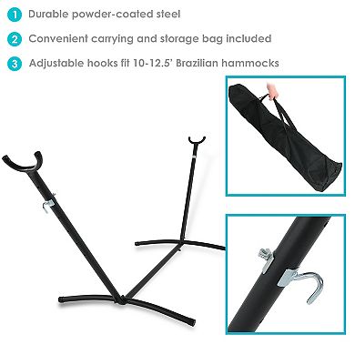 Sunnydaze Steel Hammock Stand with Carrying Case - 100 in