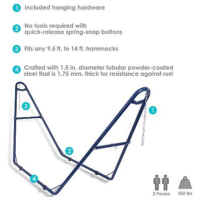 Sunnydaze Powder-Coated Steel Universal Hammock Stand - 124 in