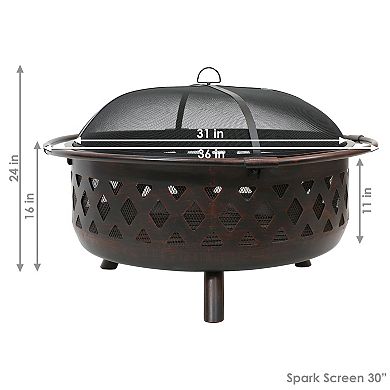 Sunnydaze 36 In Crossweave Steel Fire Pit With Screen And Poker