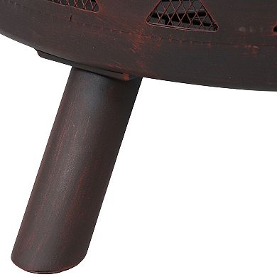 Sunnydaze Crossweave Steel Fire Pit with Screen and Poker