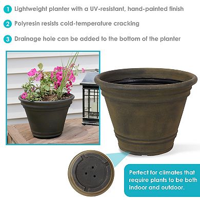Sunnydaze 20 in Franklin Polyresin Planter with UV-Resistant Finish - Sable