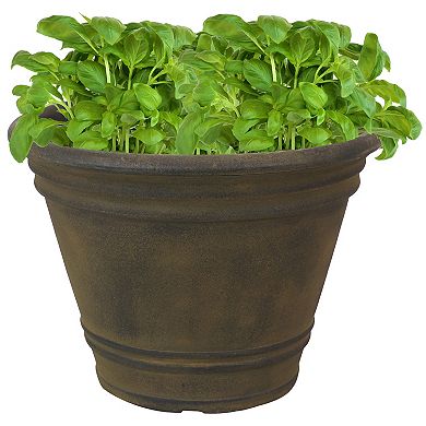Sunnydaze 20 in Franklin Polyresin Planter with UV-Resistant Finish - Sable