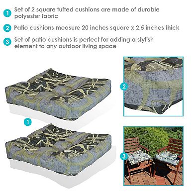 Sunnydaze Outdoor Square Tufted Seat Cushion - Set of 2