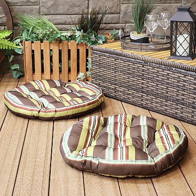 Sunnydaze Outdoor Round Polyester Floor Cushion - Seaside Stripe - Set of 2