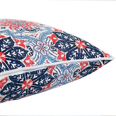 Sunnydaze Set of 2 Outdoor Throw Pillows - 16-Inch - Red and Blue Floral