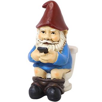 Sunnydaze Cody Reading A Phone On The Throne Outdoor Garden Gnome - 9.5 In