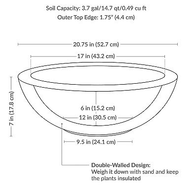 Sunnydaze 21 in Percival Round Polyresin Planter with UV-Resistance - Sable