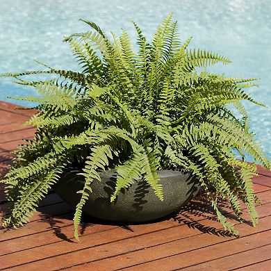 Sunnydaze 21 in Percival Round Polyresin Planter with UV-Resistance - Sable