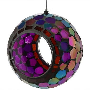 Sunnydaze Mosaic Glass Fly-Through Hanging Bird Feeder