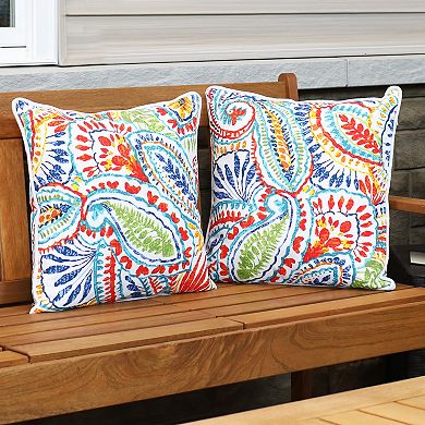 Sunnydaze Set of 2 Indoor/Outdoor Throw Pillows - 16-Inch - Bold Paisley