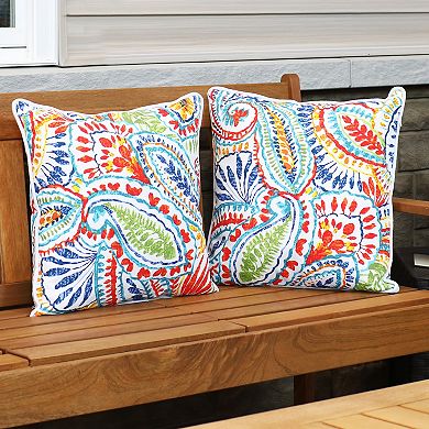 Sunnydaze Square Indoor and Outdoor Throw Pillow - 16 in - Bold Paisley