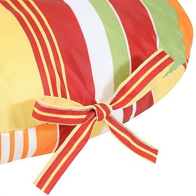 Sunnydaze Outdoor Round Bistro Seat Cushion - Sherbert Stripes - Set of 2