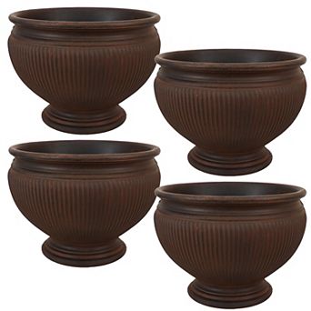 Sunnydaze 16 in Elizabeth Ribbed Urn Dual-Wall Polyresin Planter