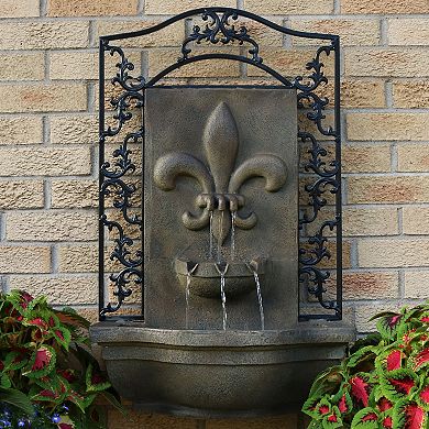 Sunnydaze French Lily Polystone Outdoor Wall Fountain - Florentine Stone