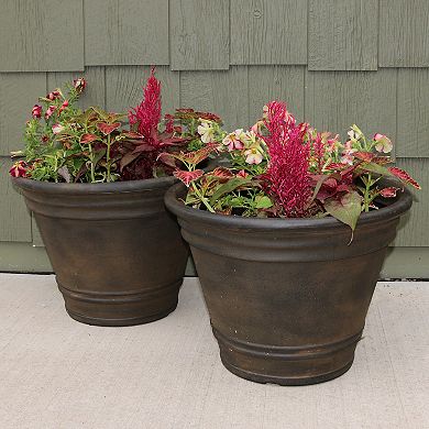 Sunnydaze 20 in Franklin Polyresin Planter with UV-Resistant Finish