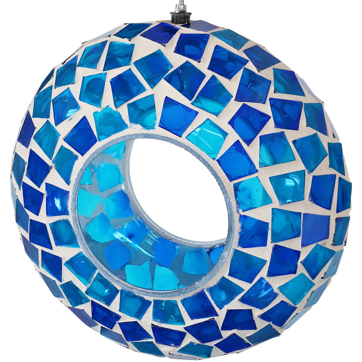 Sunnydaze Glass Mosaic Fly-Through Hanging Bird Feeder - 6 in - 12pk