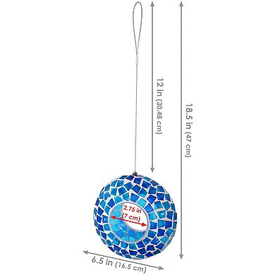Sunnydaze Glass Mosaic Fly-Through Hanging Bird Feeder - 6 in - 12pk
