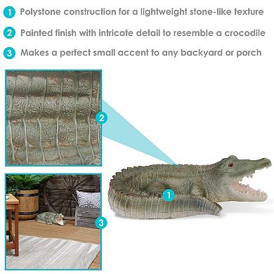 Sunnydaze Chloe The Crabby Crocodile Indoor And Outdoor Statue - 18 In