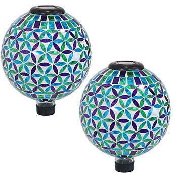Sunnydaze Mosaic Glass Gazing Ball with Solar Light - 10 in