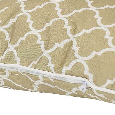 Sunnydaze Set of 2 Outdoor Throw Pillows - 16-Inch - Tan and White Lattice