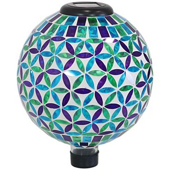 Sunnydaze Mosaic Glass Gazing Ball with Solar Light - 10 in