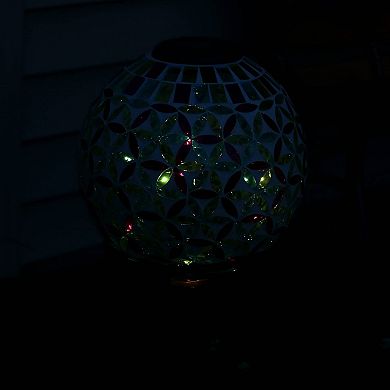 Sunnydaze Mosaic Glass Gazing Ball with Solar Light - 10 in