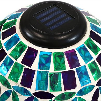 Sunnydaze Mosaic Glass Gazing Ball with Solar Light - 10 in
