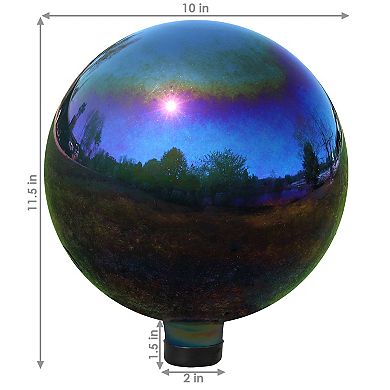 Sunnydaze Mirrored Glass Gazing Globe - 10 in - Rainbow - Set of 2