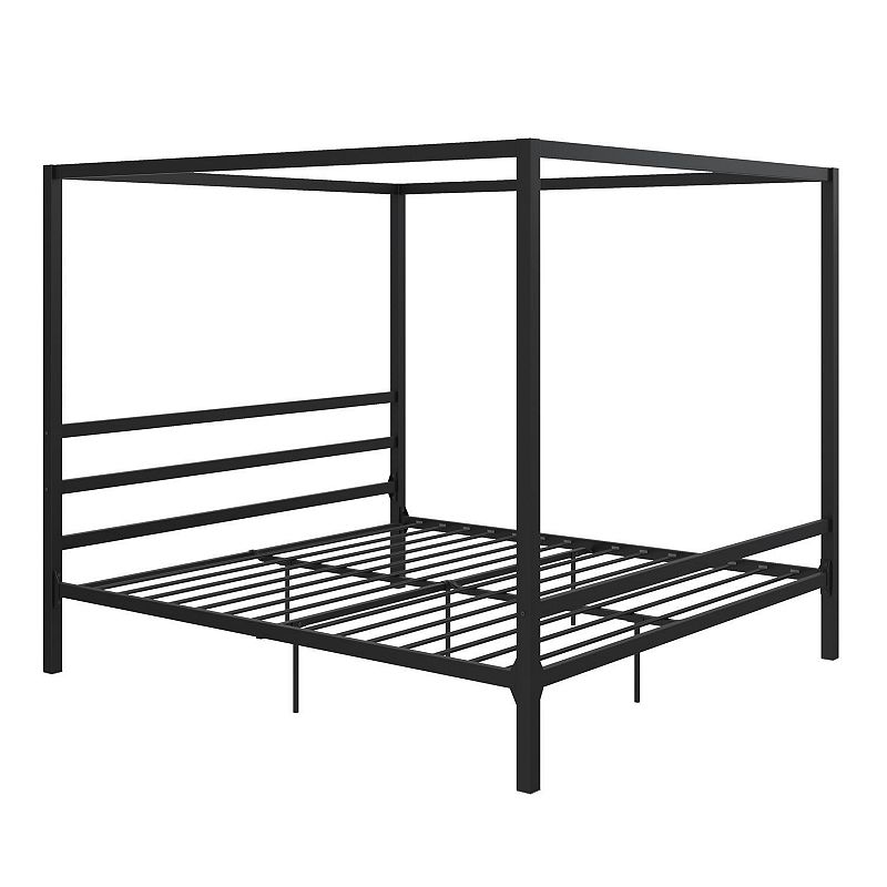 Atwater Living Cara Metal Canopy Bed, Black, Queen