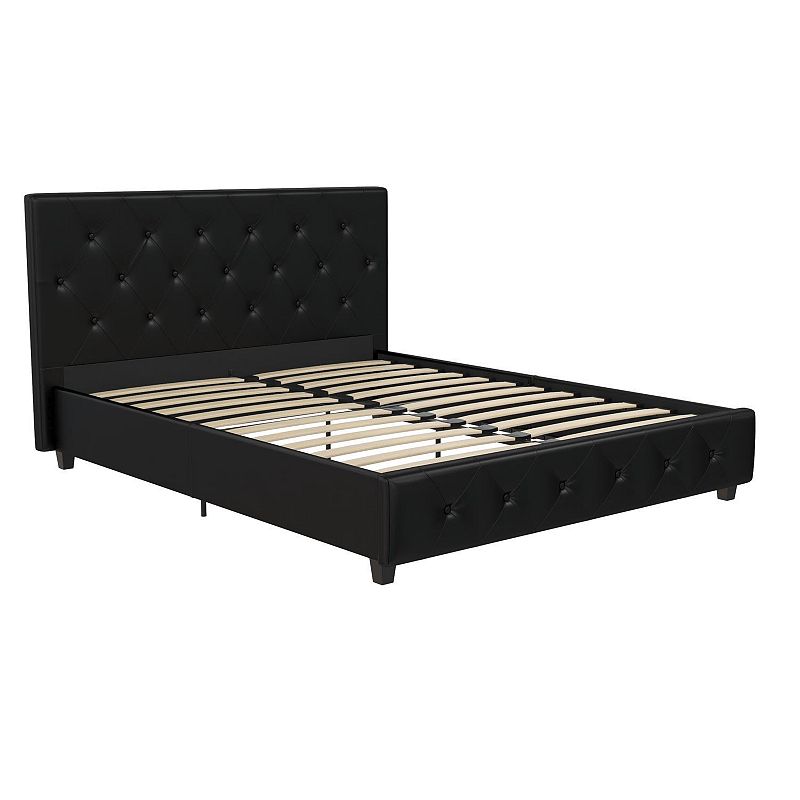 Atwater Living Dana Faux Leather Upholstered Bed, Black, King