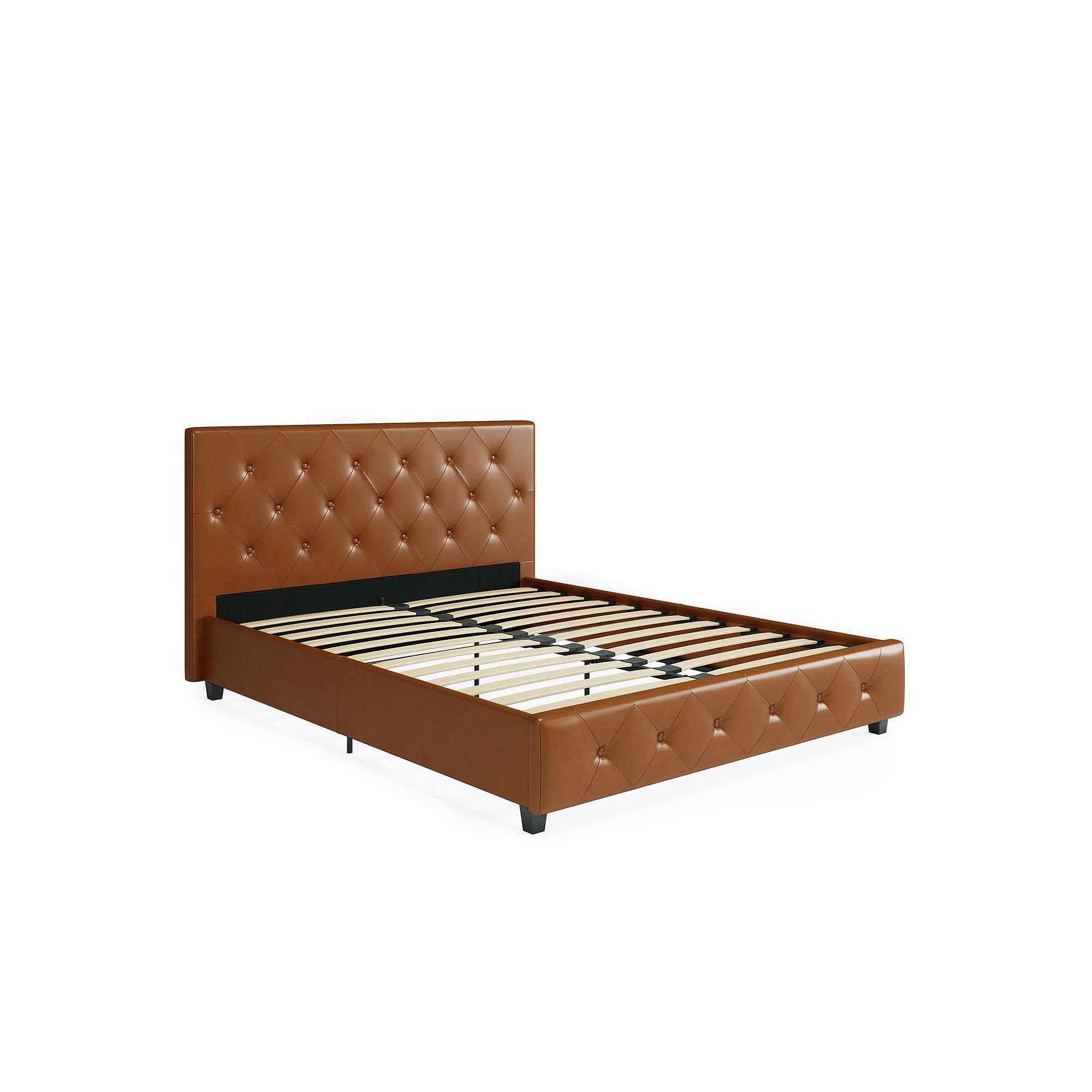 Atwater Living Dana Faux Leather Upholstered Bed, Camel Faux Leather