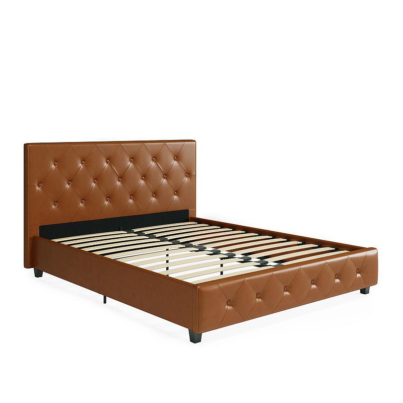 Atwater Living Dana Faux Leather Upholstered Bed, Brown, King