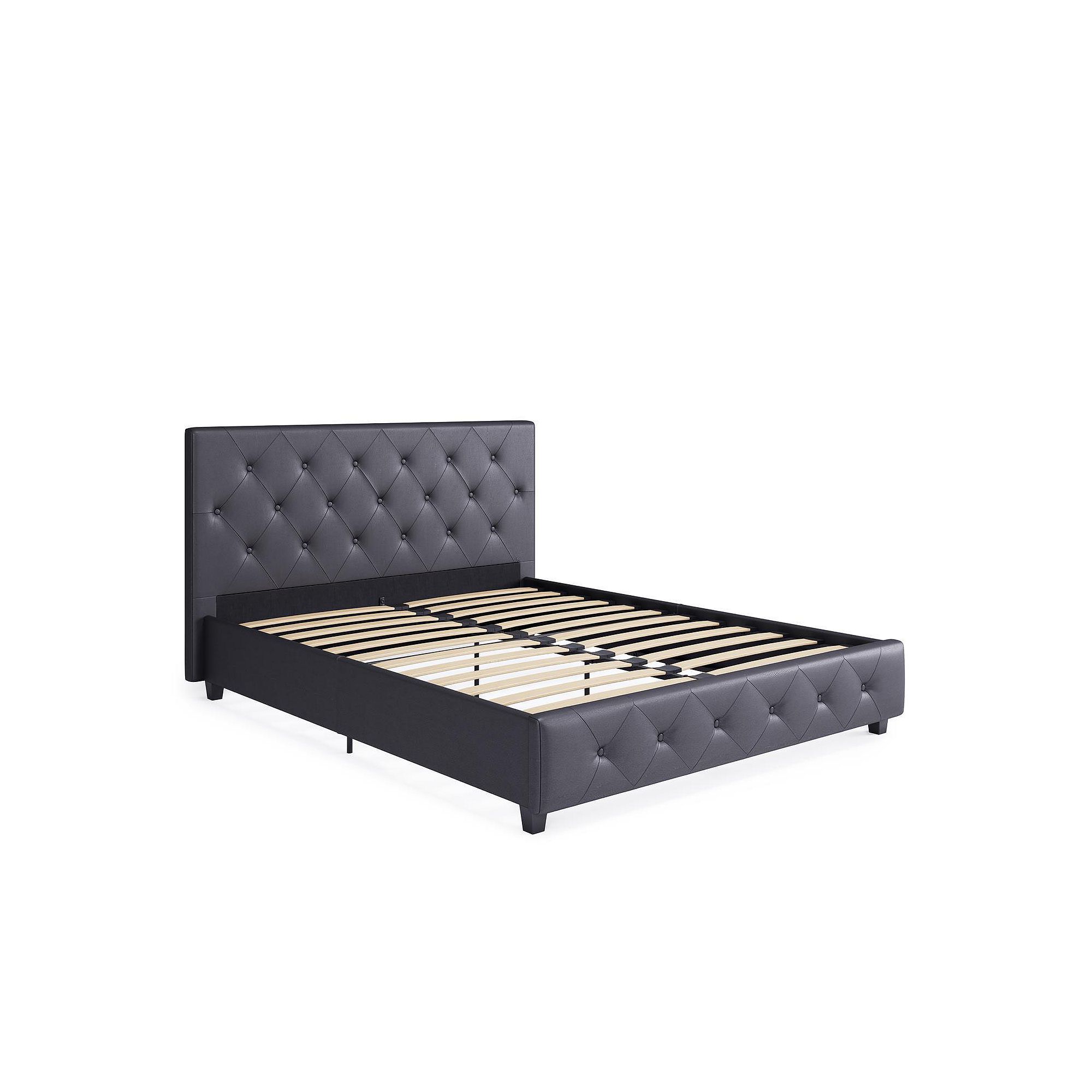 Atwater Living Dana Faux Leather Upholstered Bed, Gray Faux Leather