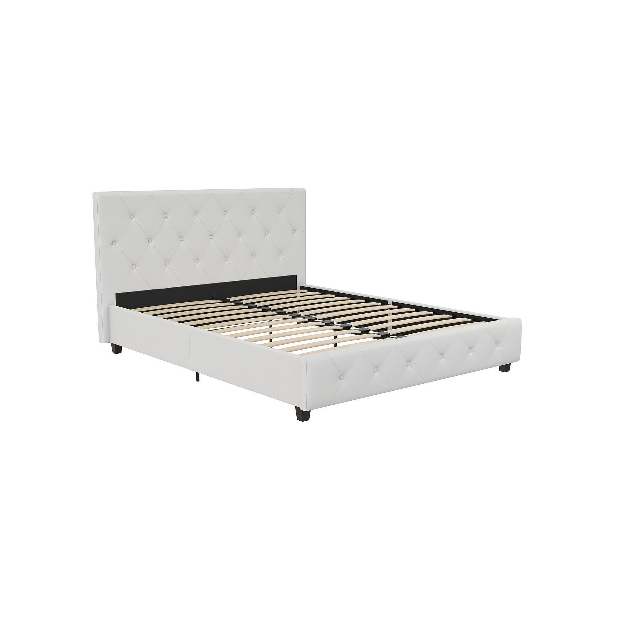 Atwater Living Dana Faux Leather Upholstered Bed, White Faux Leather