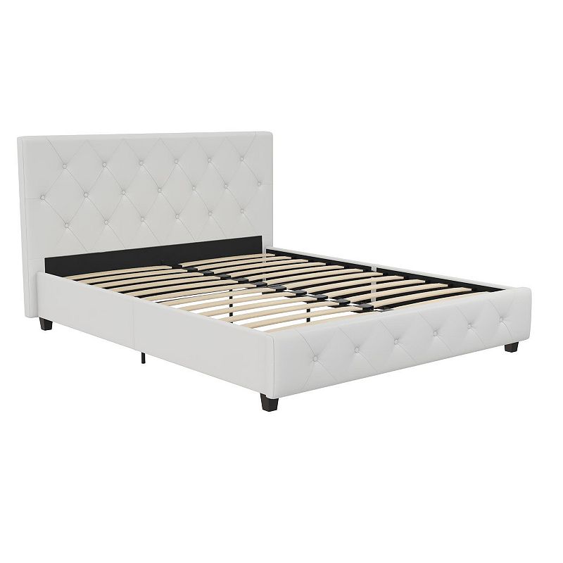 Atwater Living Dana Faux Leather Upholstered Bed, White, King