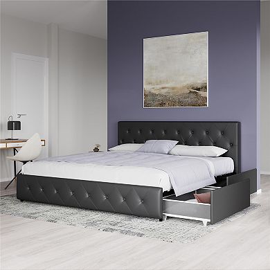 Atwater Living Dana Faux Leather Upholstered Bed with Storage