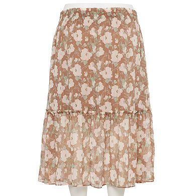 Plus Size LC Lauren Conrad Floral Ruffle Midi Skirt