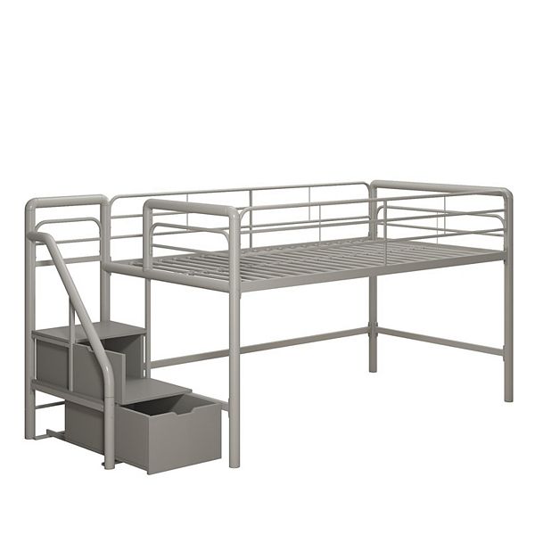 Aer Living Kaden Junior Twin Loft, Twin Loft Bed With Storage Steps