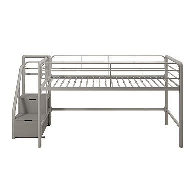 Atwater Living Kaden Junior Twin Loft Bed with Storage Steps
