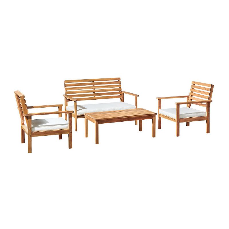 Alaterre Furniture Orwell Outdoor Conversation Bench, Chair, & Coffee Table