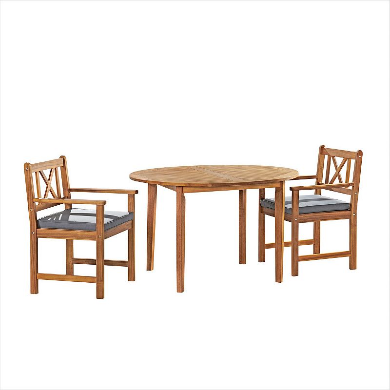 Alaterre Furniture Manchester Outdoor Dining Table & Chair 3-piece Set, Bro