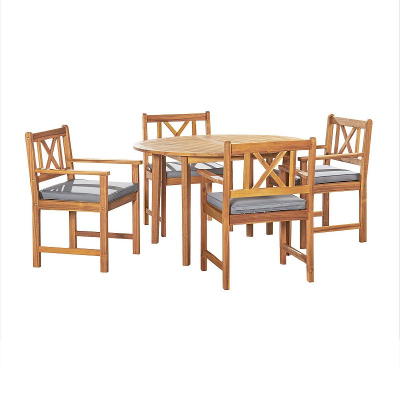 Alaterre Furniture Manchester Outdoor Dining Table & Chair 5-piece Set, Bro