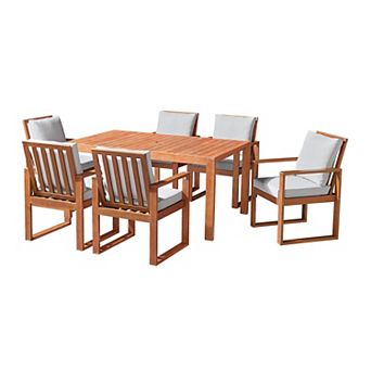 Alaterre Furniture Weston Outdoor Dining Table & Dining Chair 7 pc Set