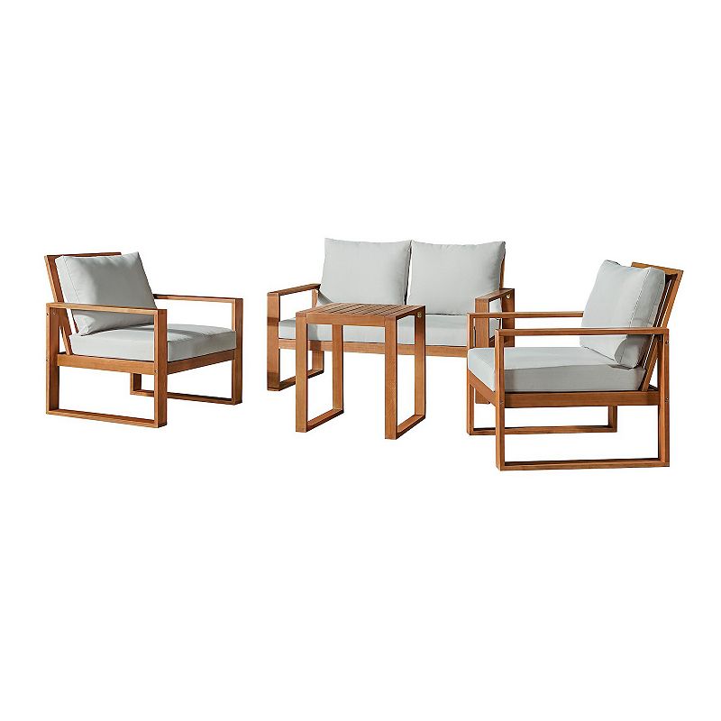 Alaterre Furniture Grafton Outdoor Bench, Chair & Coffee Table 4-piece Set,