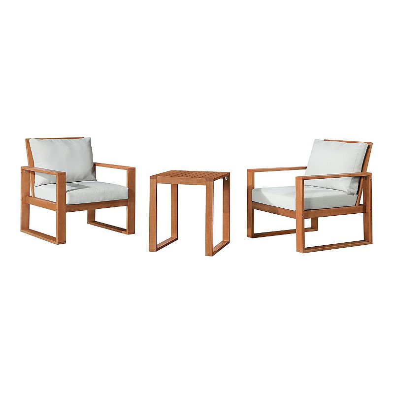 Alaterre Furniture Grafton Outdoor Chair & Coffee Table 3-piece Set, Brown