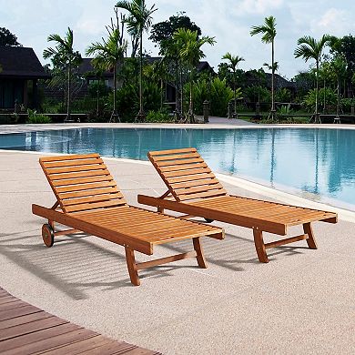 Alaterre Furniture Caspian Slatted Outdoor Lounge Chair 2-piece Set