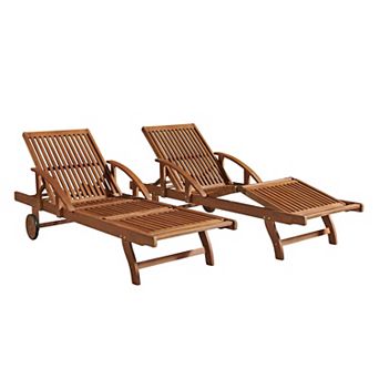 Alaterre Furniture Caspian Outdoor Slatted Lounge Chair 2 pc Set