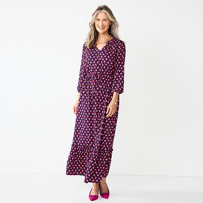 chinese dress ladies Dress Casual Maxi By Croft And Barrow In Floral Print, Size: 1x main image 0